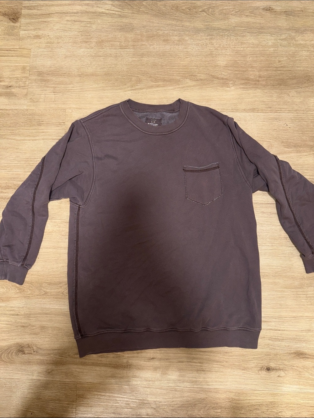 aerie Chest Pocket Crewneck Sweatshirt in Plum